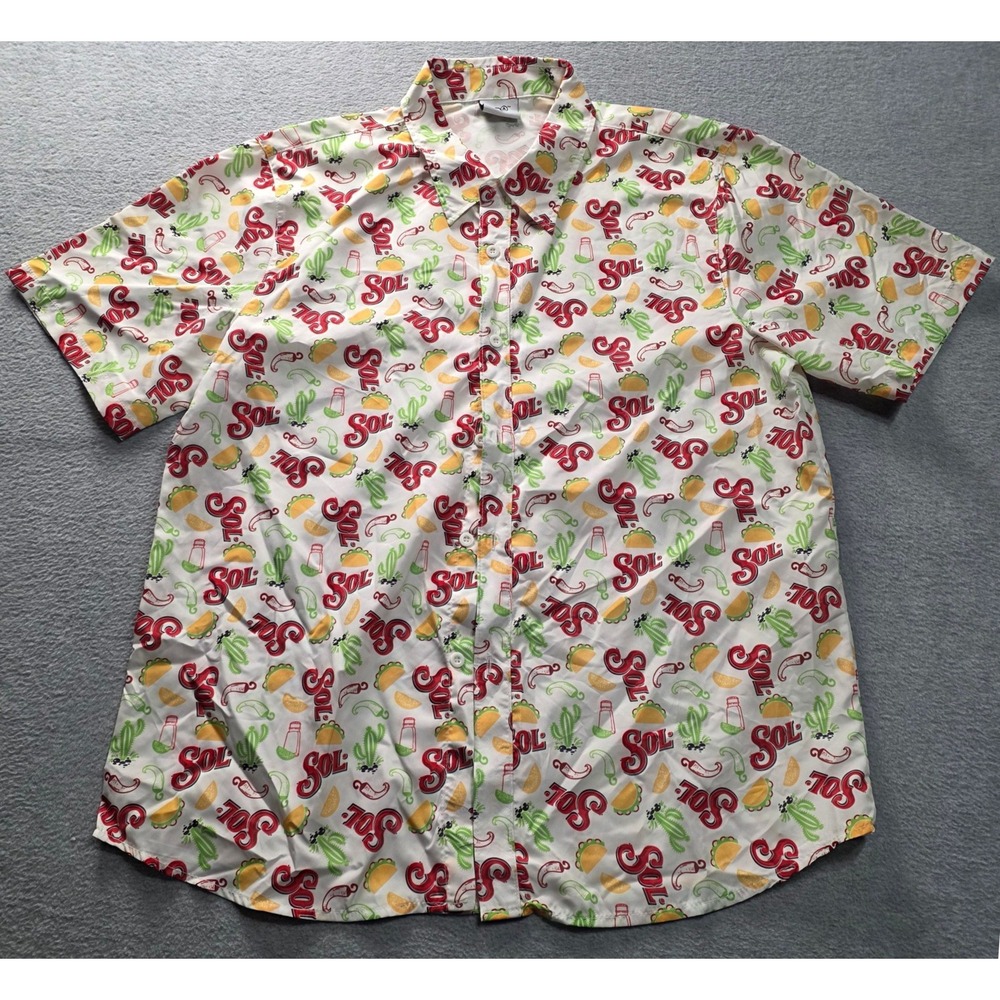 BDA Sol Cerveza Beer Taco Chili Pepper‎ All Over Print Shirt Mens Large